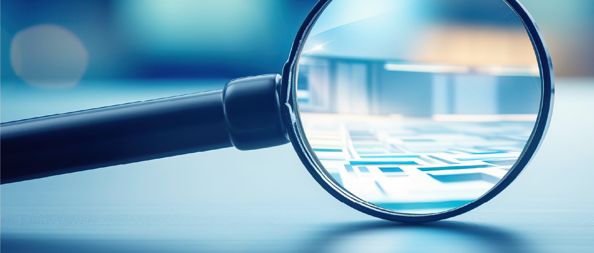 Magnifying glass over business analysis documents